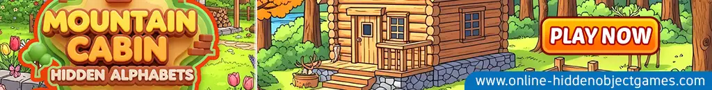Play Mountain Cabin Hidden Alphabets at online-hiddenobjectgames.com